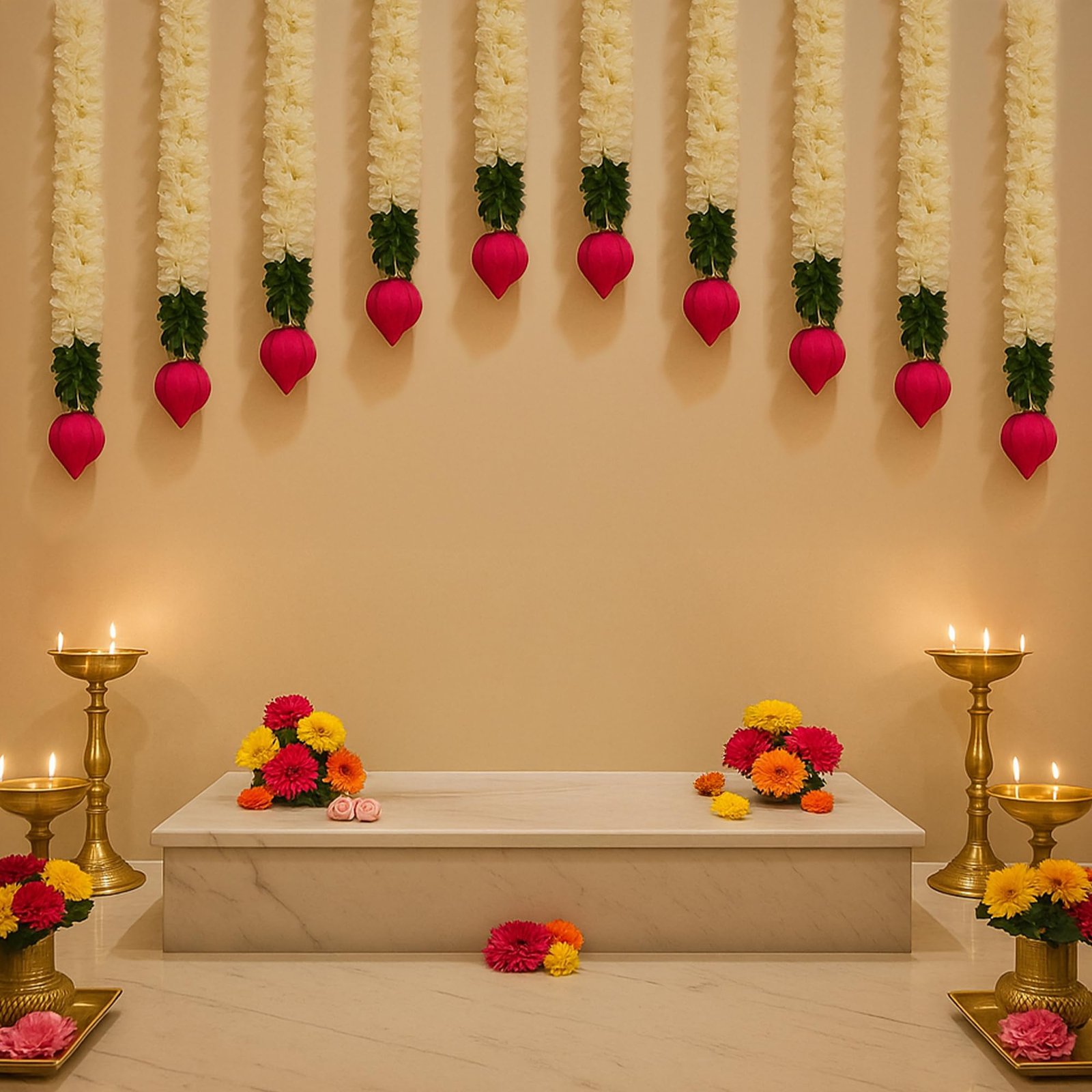 Grand Floral Backdrop Pastel Florals Stage Decoration (Design #08) - Home & Special Celebrations in Gurugram
