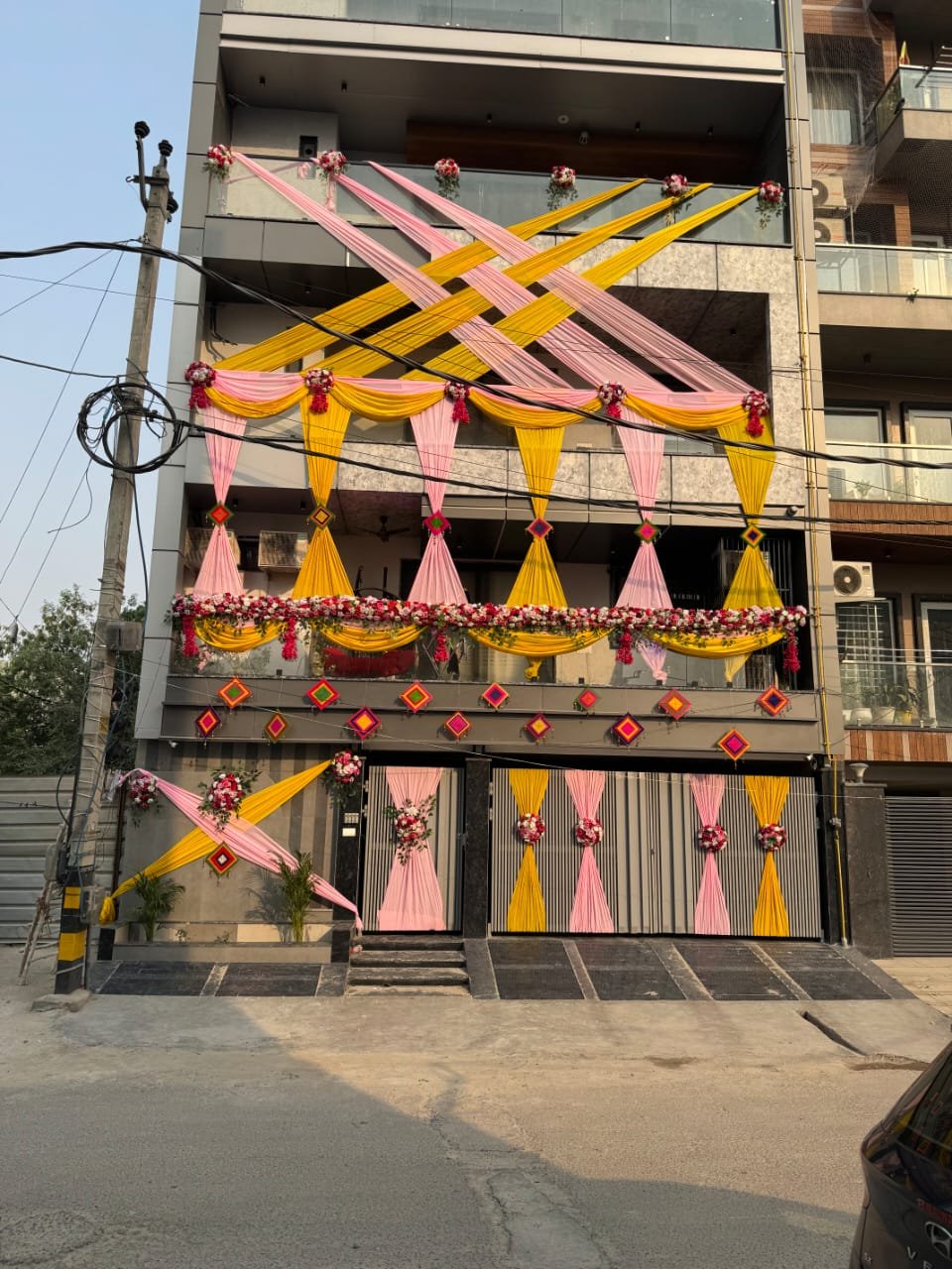 Vibrant Haldi & Mehendi Traditional Marigold Stage Decoration (Design #13) - Wedding & Pre-Wedding in Gurugram