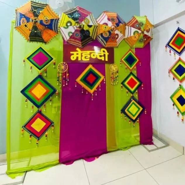 Vibrant Haldi & Mehendi Ethnic Indian Canopy Backdrop (Design #24) - Wedding & Pre-Wedding in Gurugram