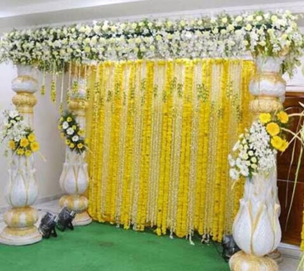 Vibrant Haldi & Mehendi Sunshine Yellow Flower Backdrop (Design #34) - Wedding & Pre-Wedding in Gurugram