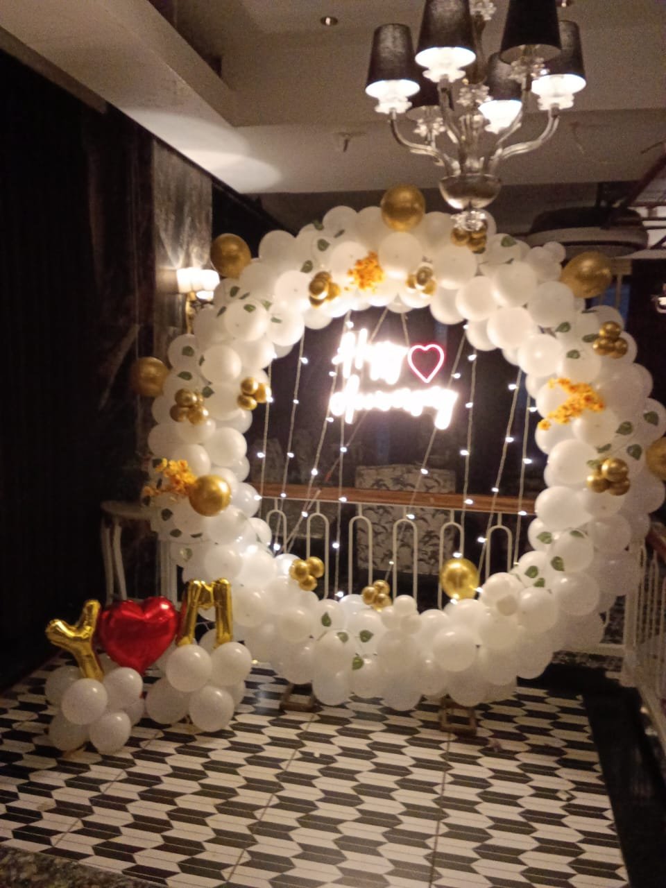 Romantic Anniversary Champagne Gold Candlelight Setup (Design #11) - Love & Romantic in Gurugram