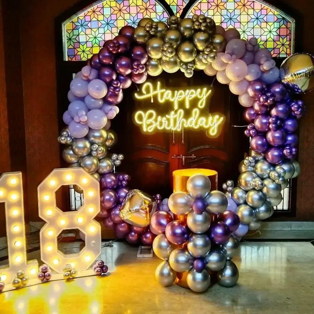 Royal Birthday Pastel Elegance Balloon Backdrop (Design #05) - Birthday Decorations in Gurugram