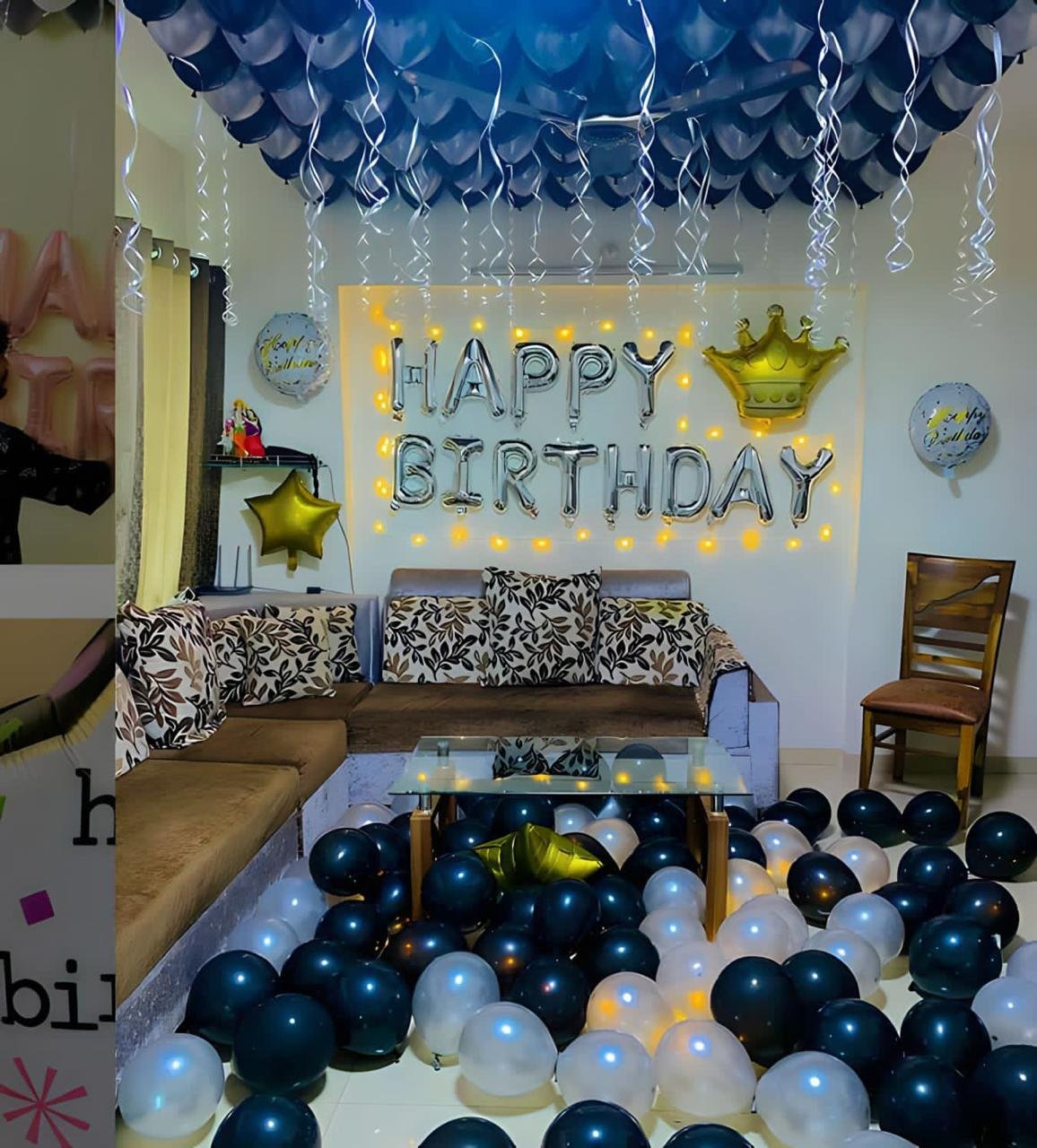 Royal Birthday Black & Gold Luxury Balloon Garland (Design #11) - Birthday Decorations in Gurugram
