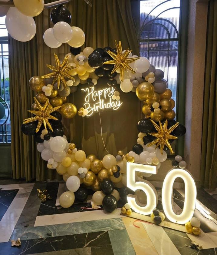 Royal Birthday Pastel Elegance Balloon Ring / Hoop (Design #50) - Birthday Decorations in Gurugram