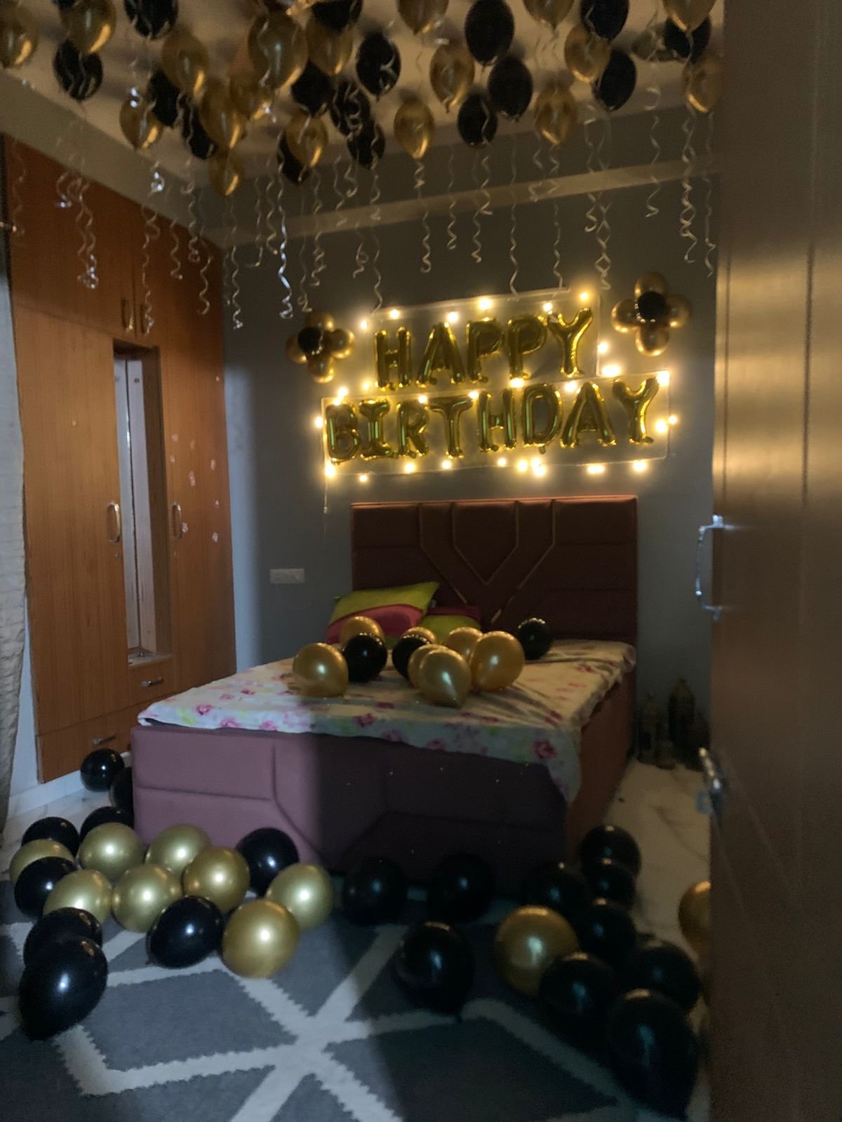 Royal Birthday Black & Gold Luxury Room Decoration (Design #56) - Birthday Decorations in Gurugram