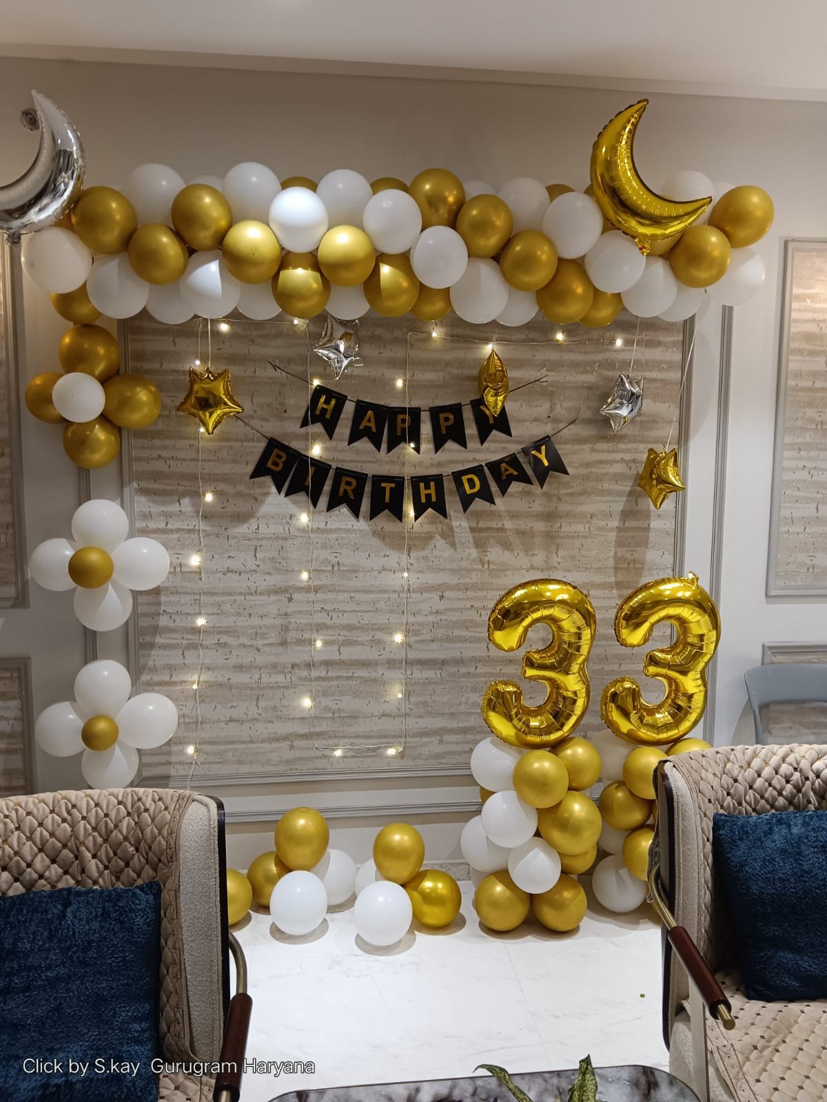 Royal Birthday Black & Gold Luxury Balloon Garland (Design #71) - Birthday Decorations in Gurugram