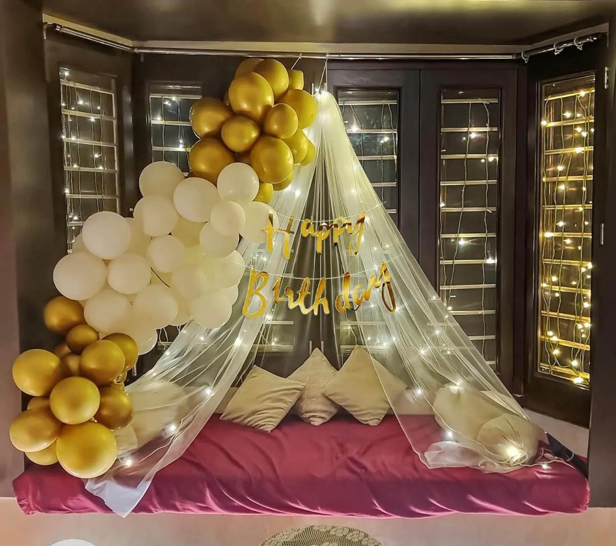 Intimate Romantic Room Rose Gold Canopy Setup (Design #06) - Love & Romantic in Gurugram