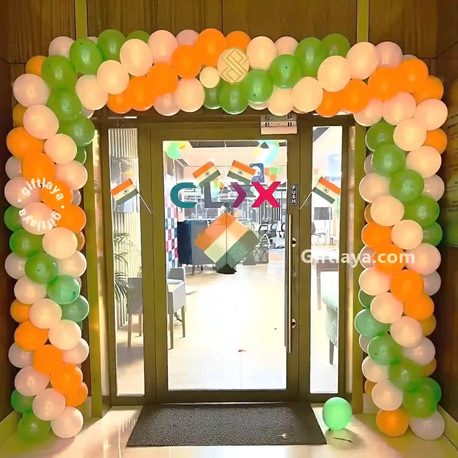 Patriotic Tri-Color Tricolor Saffron-White-Green Tri-Color Balloon Arch (Design #10) - Festivals in Gurugram