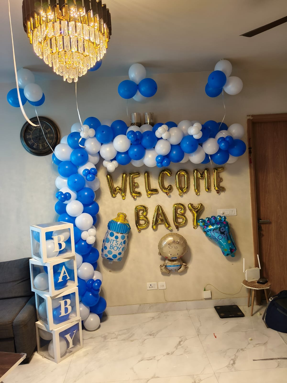Welcome Baby Joy Gender Neutral Yellow/Green Balloon Ring / Hoop (Design #47) - Baby & Family in Gurugram