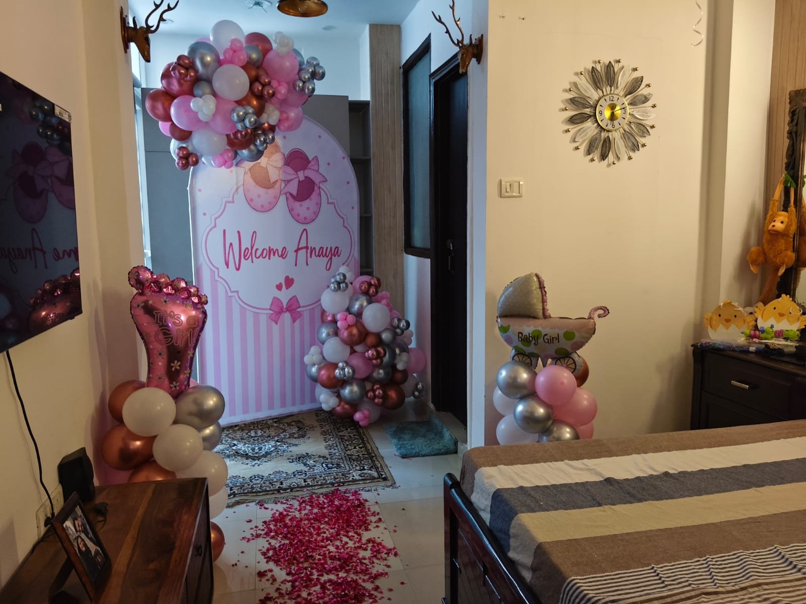 Welcome Baby Joy Gender Neutral Yellow/Green Balloon Ring / Hoop (Design #55) - Baby & Family in Gurugram
